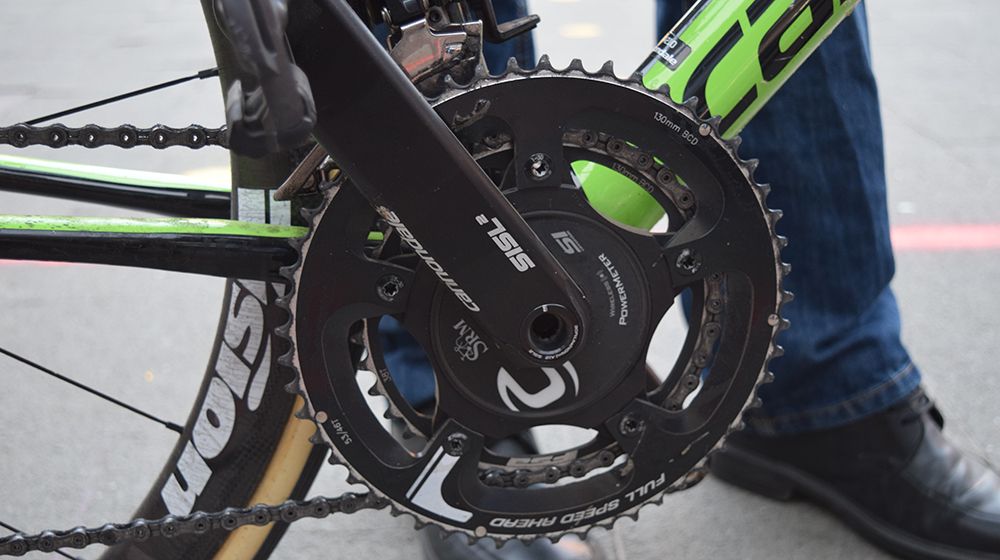 The Cannondale SISL crankset is equipped with a SRM power meter