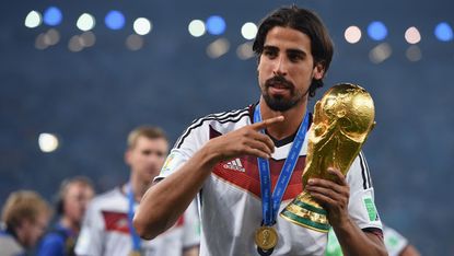 Sami Khedira celebrates Germany's World Cup triumph 