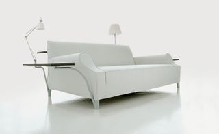 White sofa with built in lamp