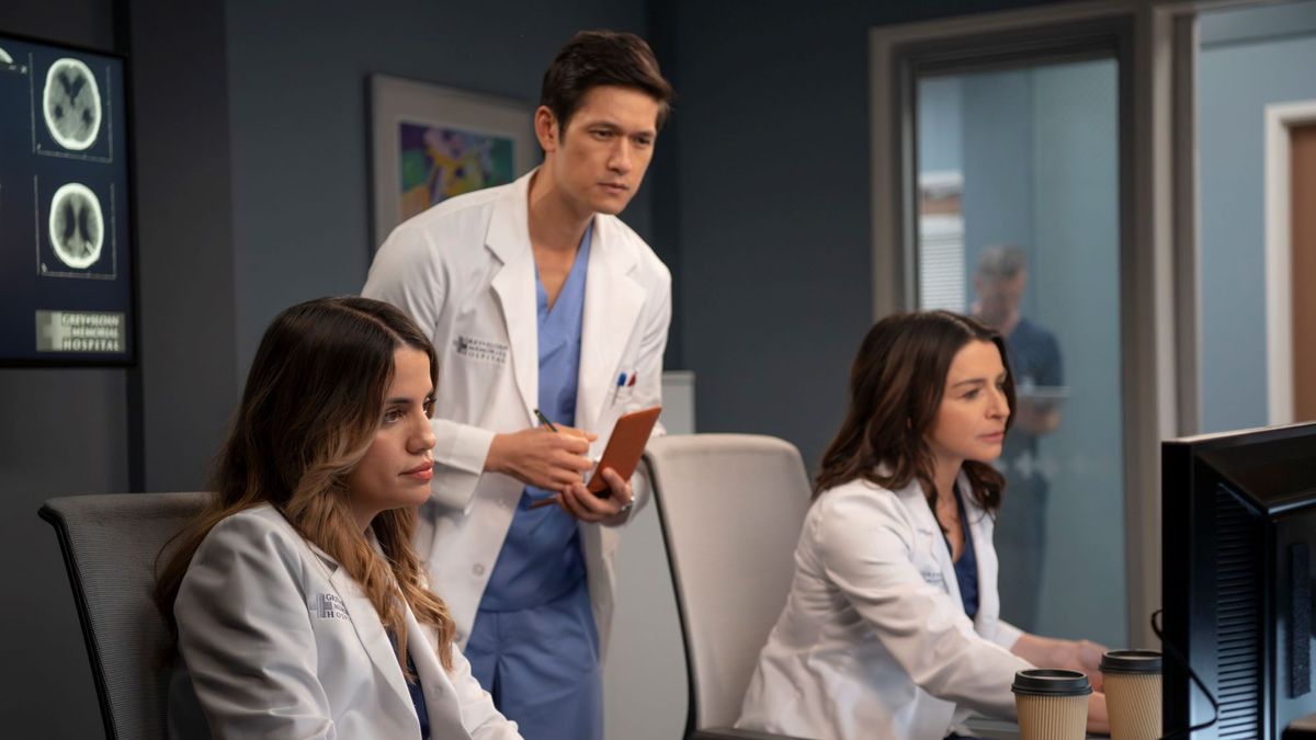 Natalie Morales, Harry Shum Jr. and Caterina Scorsone in Grey&#039;s Anatomy