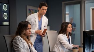 Natalie Morales, Harry Shum Jr. and Caterina Scorsone in Grey's Anatomy