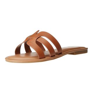 The Drop Women's Monika Flat H-Band Slide Sandal, Faux Leather Mocha, 5.5 Uk