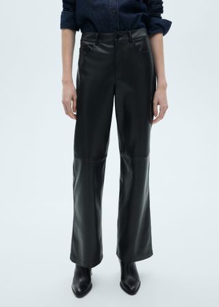 Leather-Effect Straight Trousers - Women | Mango United Kingdom