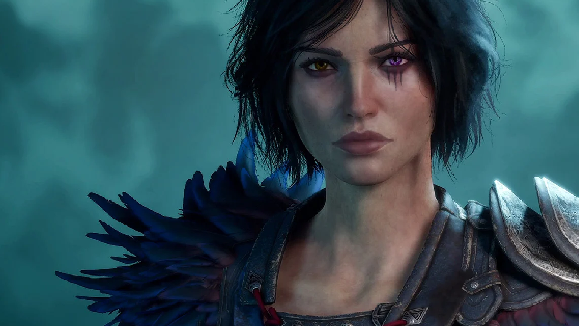 The protagonist of Warlock stands confidently in her regal attire.