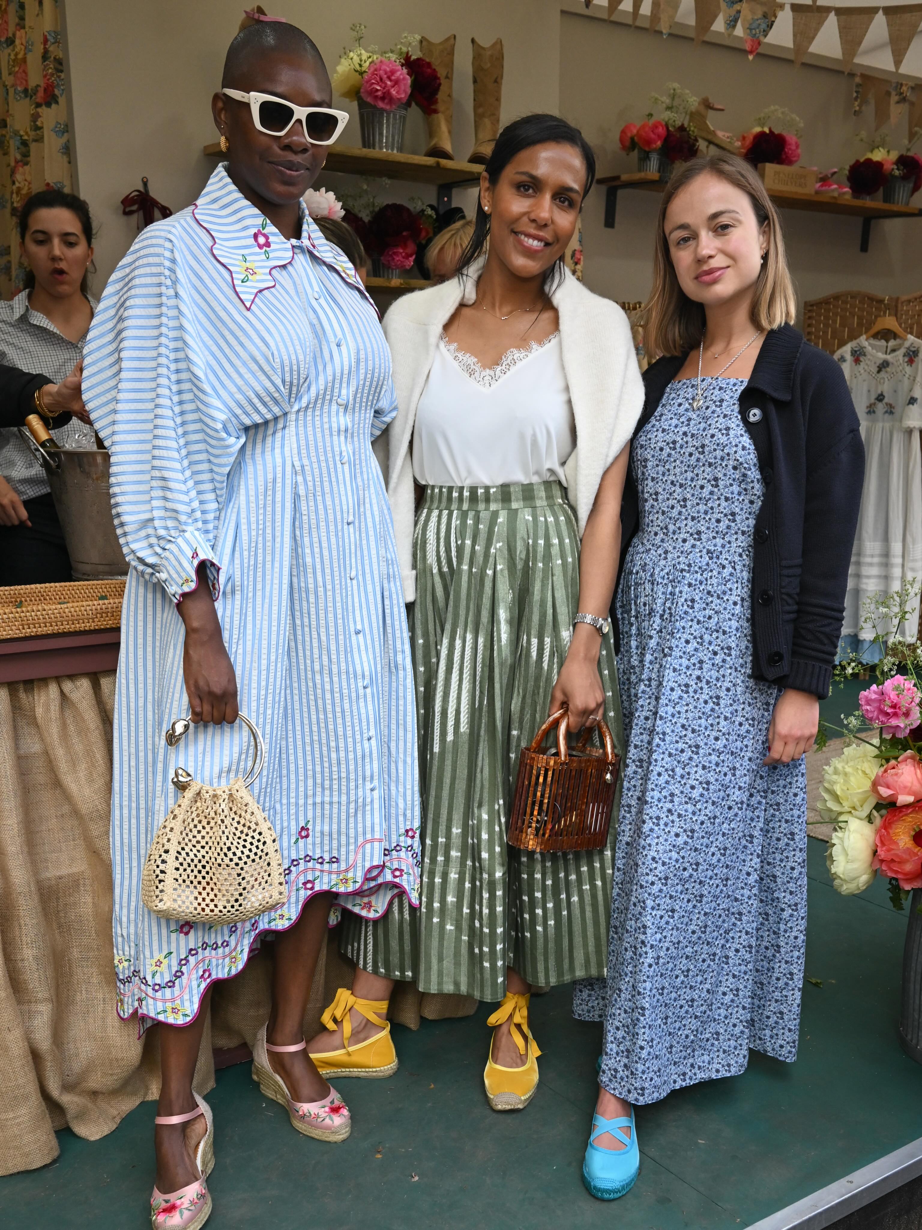 Yomi Adegoke, Rebecca Constable, Lady Amelia Windsor at the Chelsea Flower Show