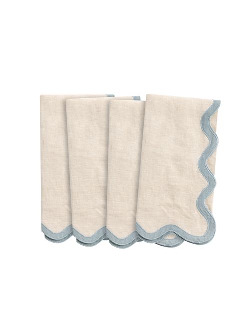 European Linen Scallop Edge Napkins, Set of 4