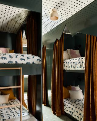 Bunk beds with curtains