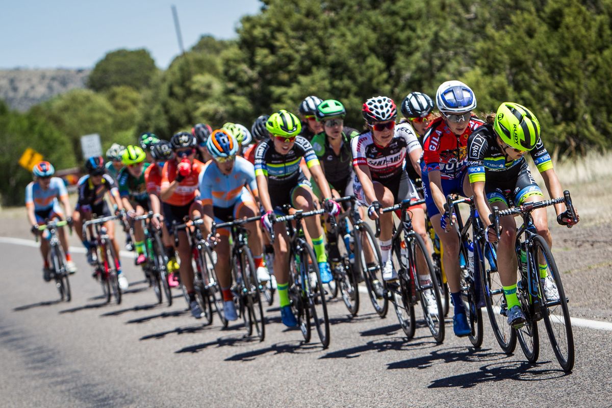 Lex Albrecht (TIBCO) working on the front before bridging to the break during stage 2 at Tour of the Gila.