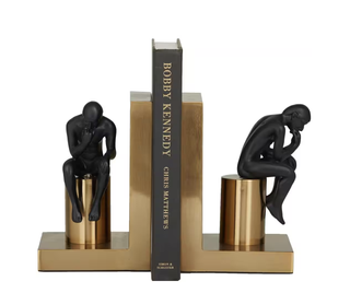 Thinking people gold metal bookends from Home Depot.