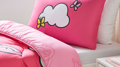 Close up of percy pig duvet