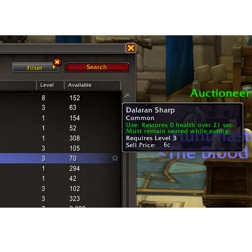 Multiple potions and food items in World of Warcraft are shown to have "restores 0 health" or "restores -0 health" in their tooltips.