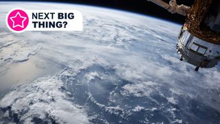 The earth viewed from space with a satellite in orbit