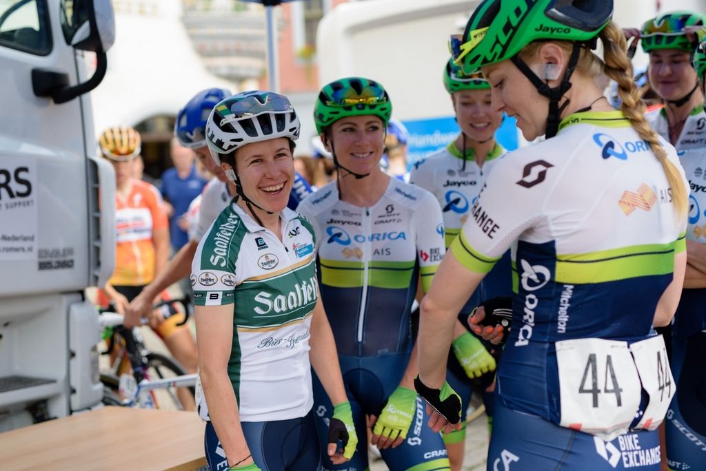 The Orica-AIS team enjoy a laugh before the final stage