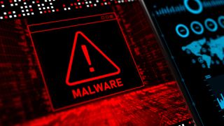 Warning of a detected malware program 
