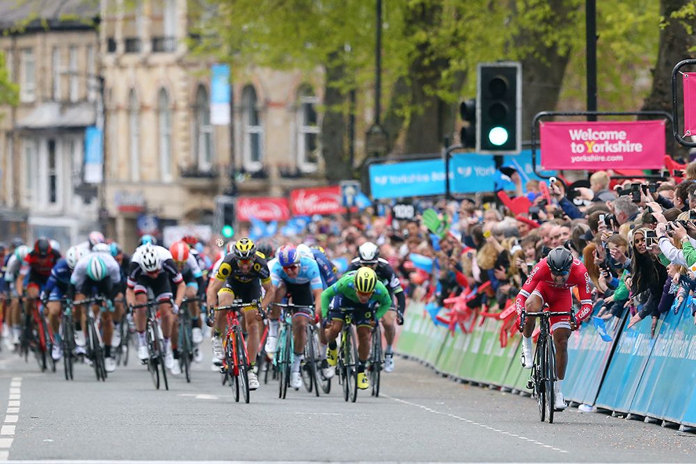 The sprinters bear down on the line at Tour de Yorkshire