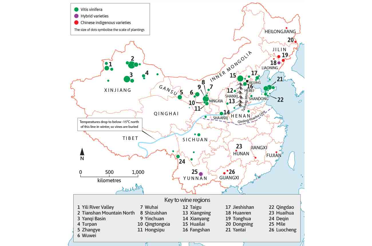 Map of China's wine regions