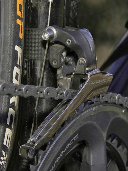 Revised front derailleur pivot geometry requires more cable pull at the lever but yields a lighter feel that requires less effort