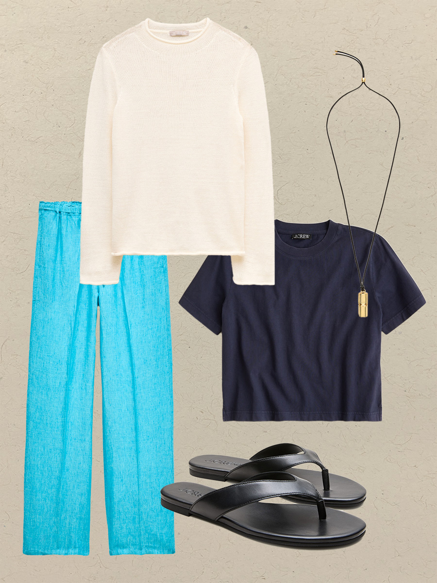 Collage of J.Crew summer clothing pieces.