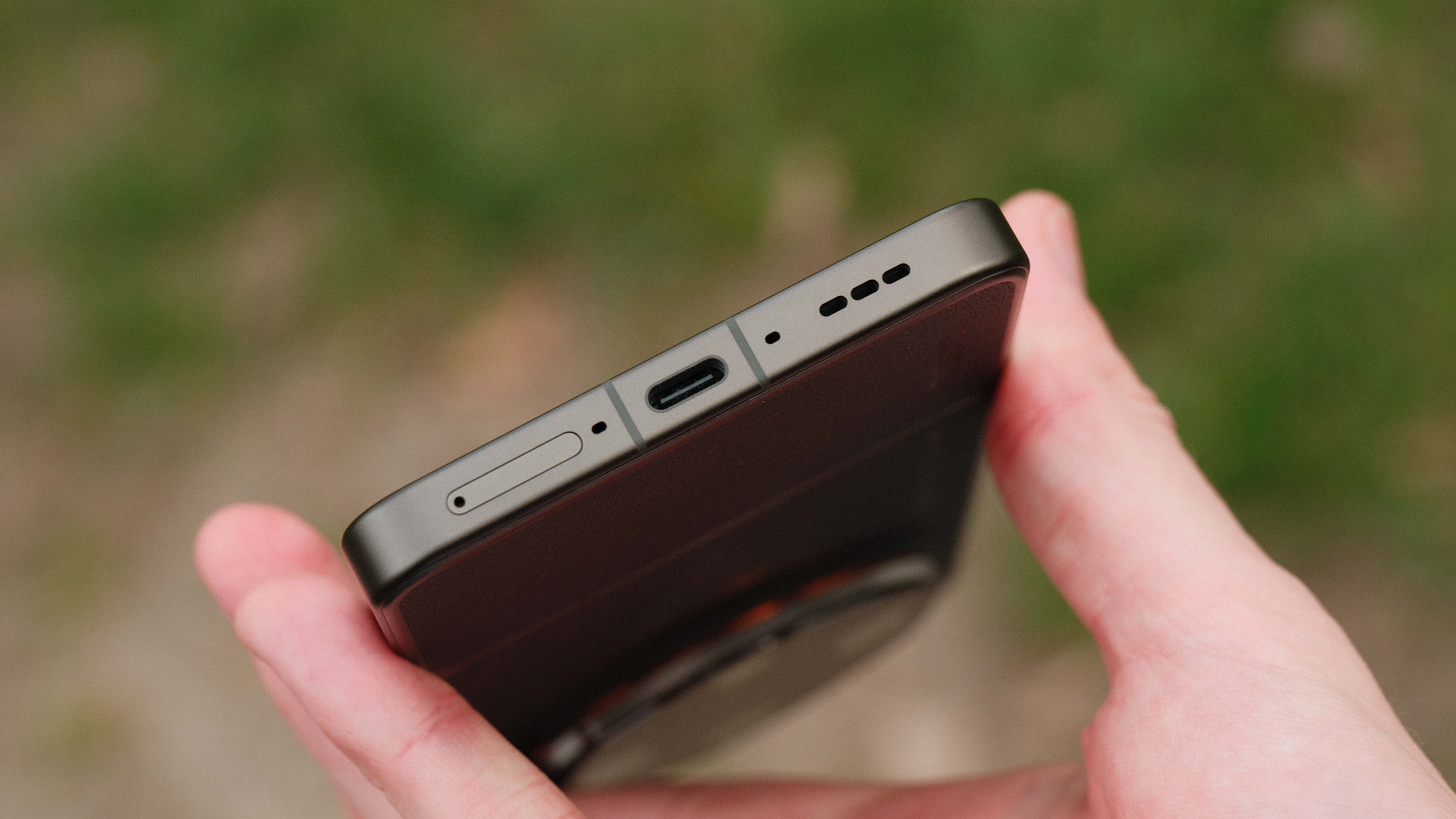 Bottom edge of the Oppo Find X9 Ultra with USB-C port and speaker grille