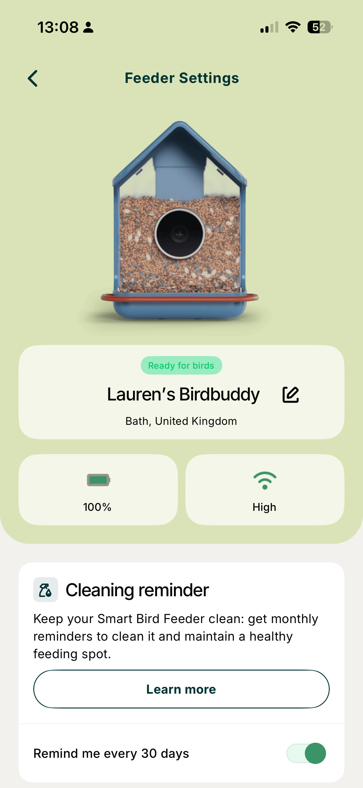 Screenshots from the Bird Buddy 2 app