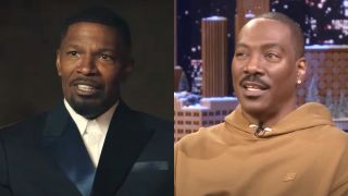 jamie foxx during a netflix interview and eddie murphy on the tonight show