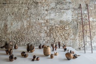 A range of vessels inside the Carwan Gallery Athens
