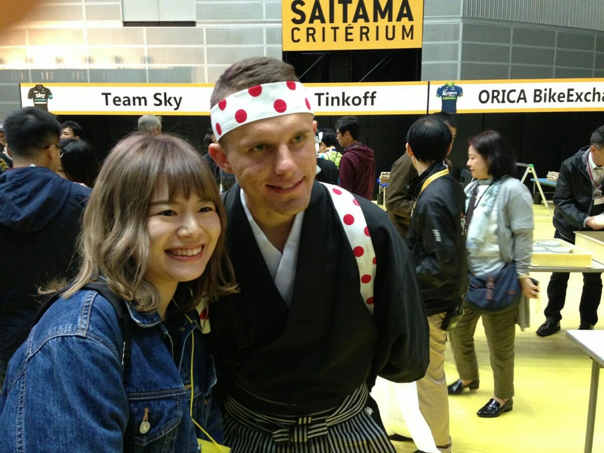 Rafal Majka poses with a fan