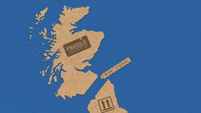 Illustration of Scotland torn from the rest of the UK