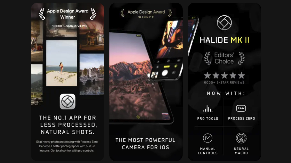 Marketing images of the Halide Mark II app