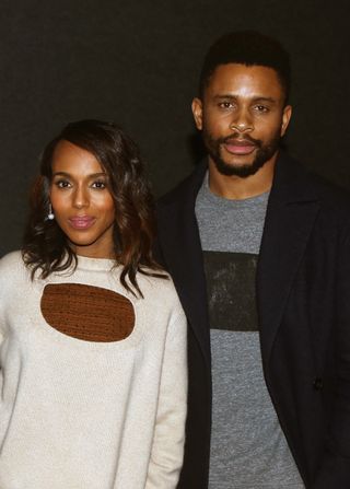Kerry Washington and husband Nnamdi Asomugha pose at a screening for Annapurna Pictures film "If Beale Street Could Talk" hosted by Kerry Washington at Landmark 57 Theatre on November 26, 2018 in New York City.