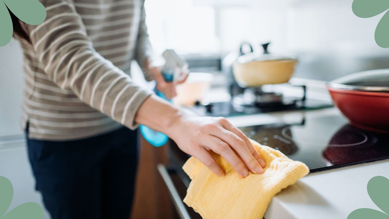 picture of woman cleaning down a countertop