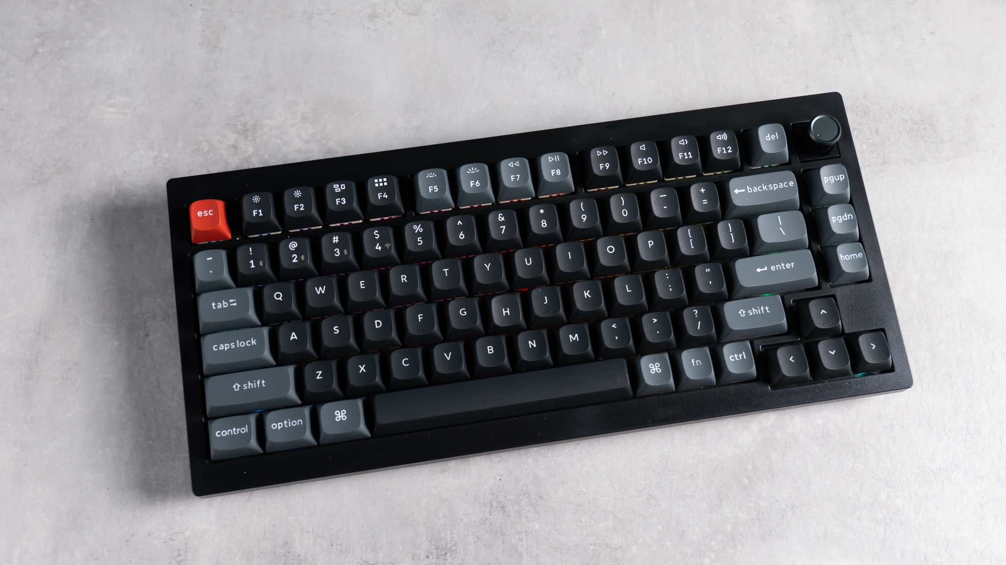 A black Keychron V1 Ultra 8K mechanical keyboard
