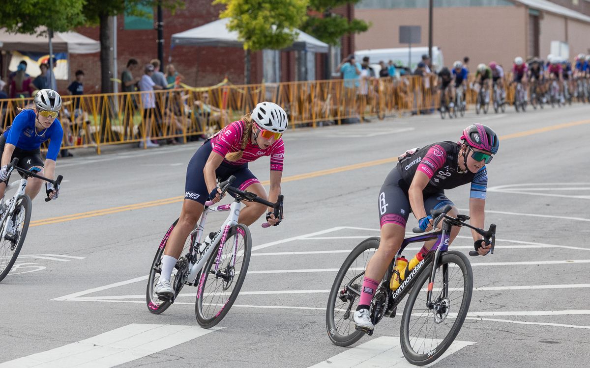 This break of three (r to l, Natalie Quinn, Daphne Karagianis, and Alexis Ryan) had one of the larger gaps on the night but the field eventually shut it down.