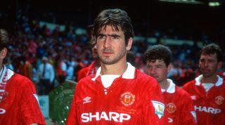 7 August 1993, Wembley, London - Arsenal v Manchester United - Charity Shield - Eric Cantona of Manchester United walks around the pitch after winning the Charity Shield. (Photo by Mark Leech/Offside via Getty Images)