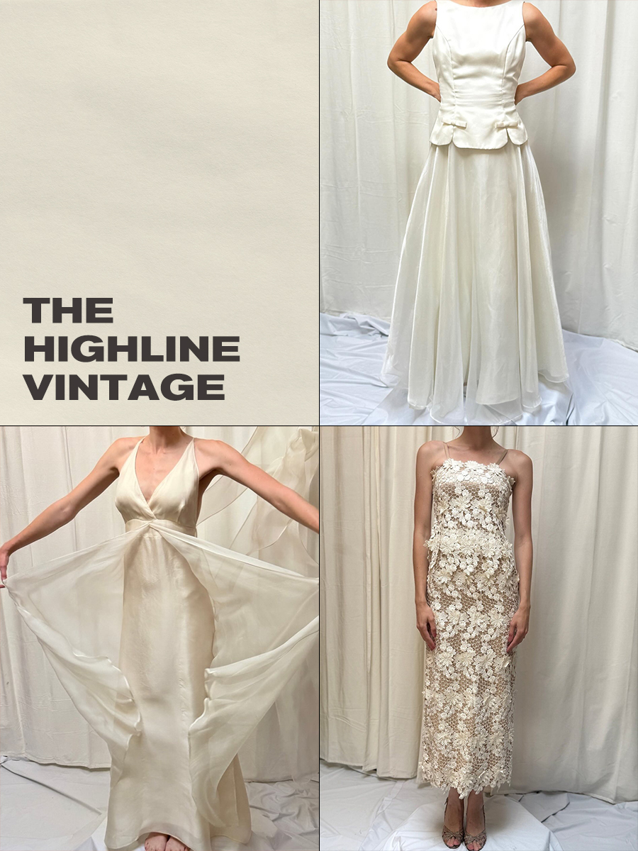 Various vintage wedding dresses.