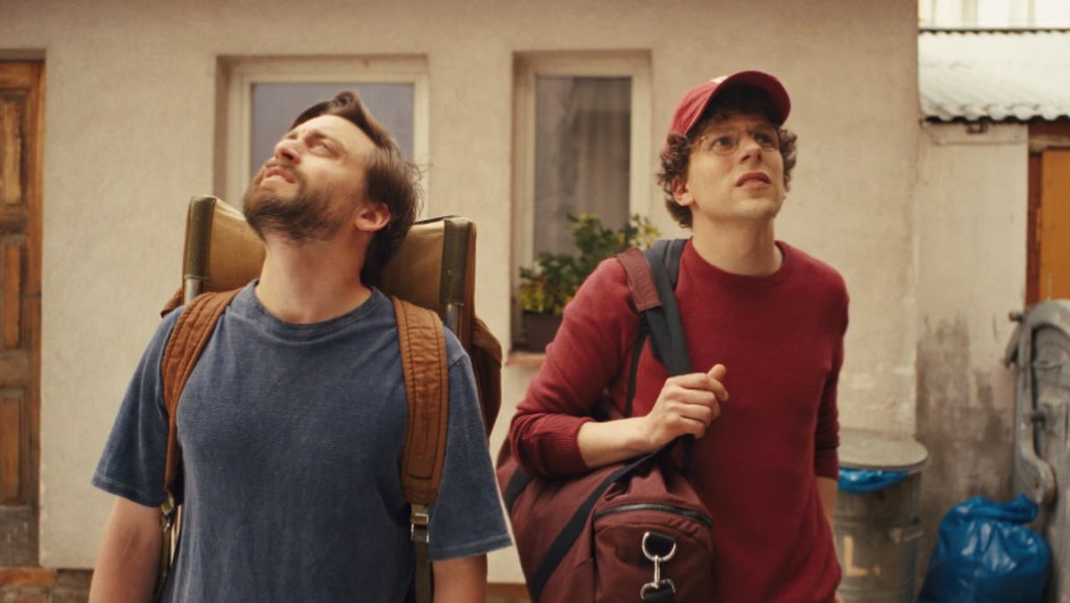 Kieran Culkin as Benjamin &quot;Benji&quot; Kaplan and Jesse Eisenberg as David Kaplan in A Real Pain