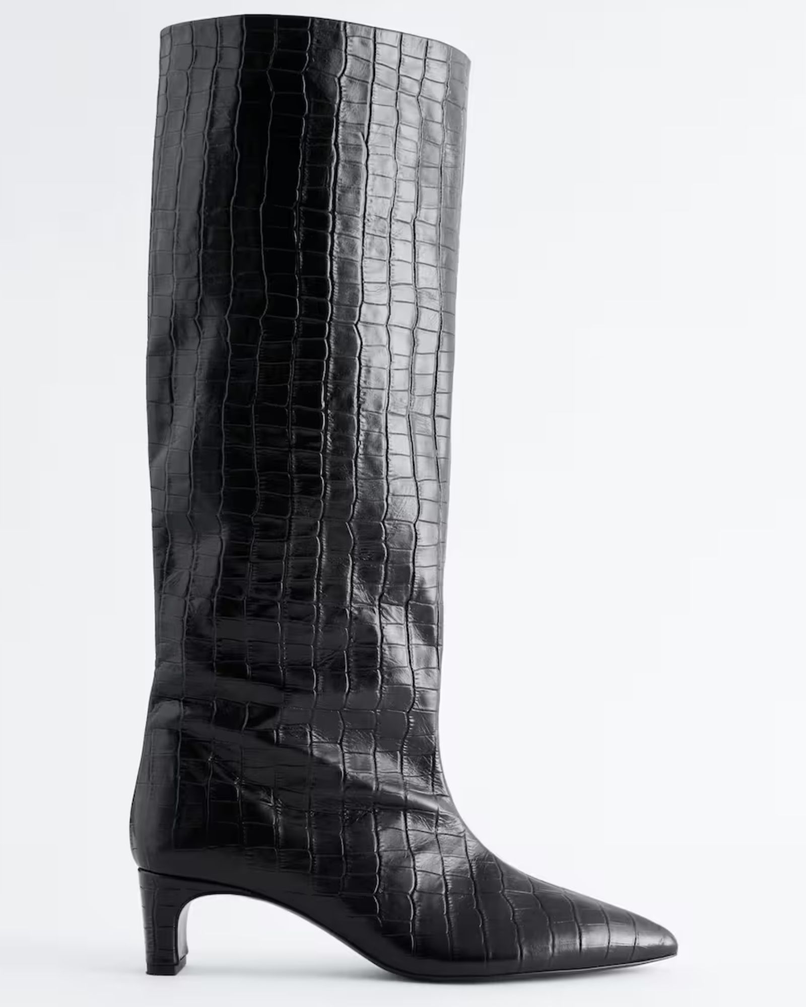& Other Stories Kitten Heel Leather Knee Boots