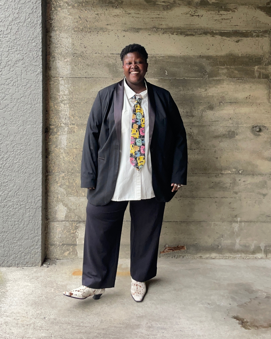 Lydia Okello wearing a holiday outfit