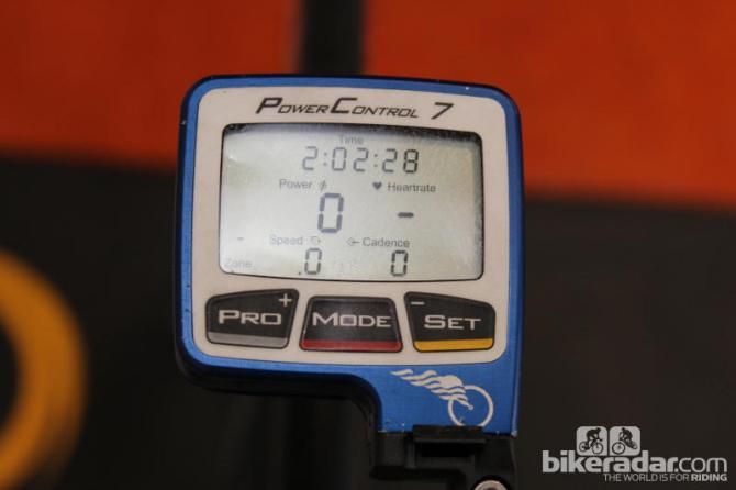 The wireless head unit for Duggan's SRM power meter provides vital information to rider, coach and team