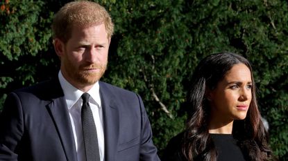 The Duke and Duchess of Sussex greet well-wishers outside Windsor Castle in 2022