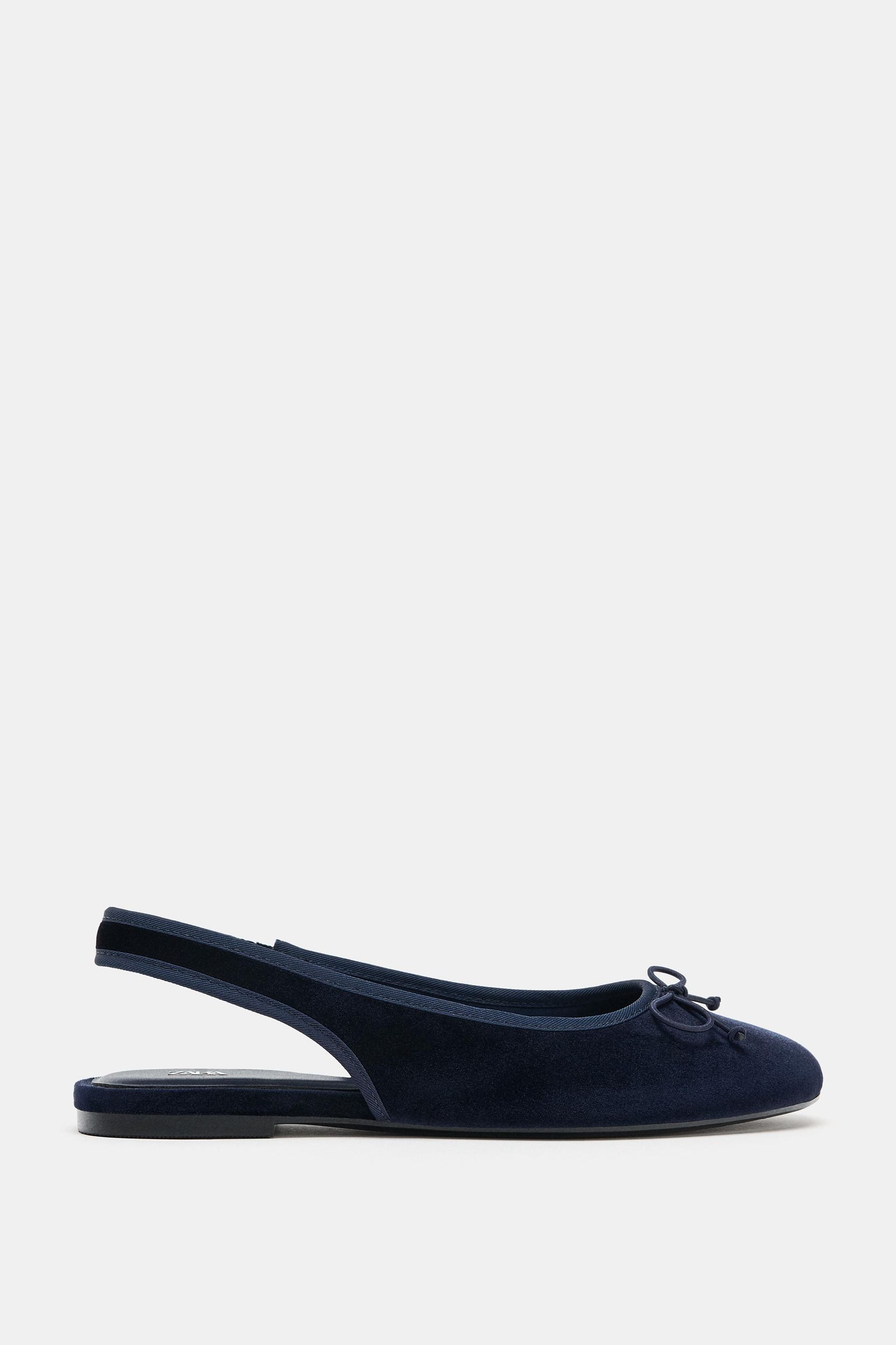 Velvet Effect Slingback Ballet Flats