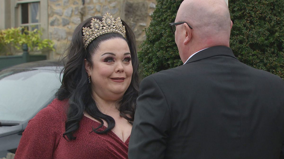 Mandy looks happy as Paddy proposes in Emmerdale 