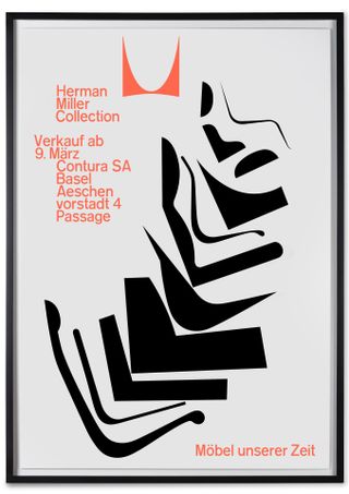 A 1962 poster by Armin Hofmann with black shapes and red text.