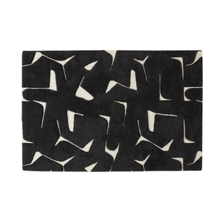 black geometric abstract rug