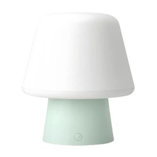 Green and white mushroom lamp