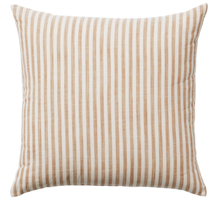 Striped neutral throw pillow.