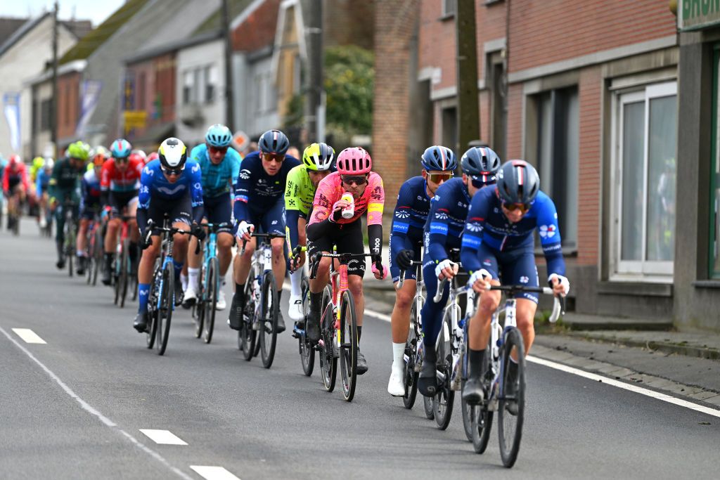 NINOVE BELGIUM FEBRUARY 24 Michael Valgren of Denmark and Team EF Education Easypost C competes during the 79th Omloop Het Nieuwsblad 2024 Mens Elite a 2022km one day race from Ghent to Ninove UCIWT on February 24 2024 in Ninove Belgium Photo by Luc ClaessenGetty Images