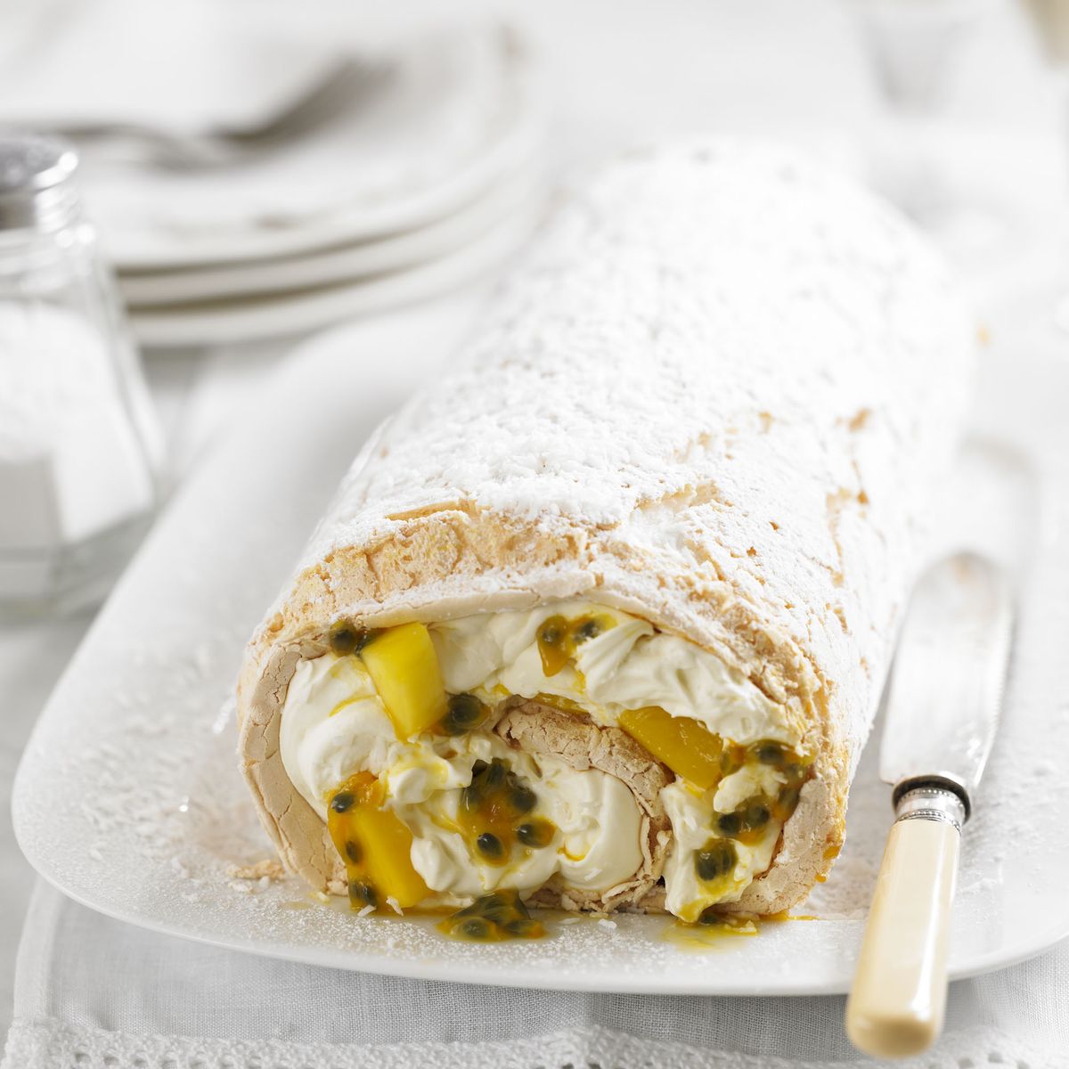Passion Fruit and Mango Meringue Roulade Dessert Recipes Woman & Home