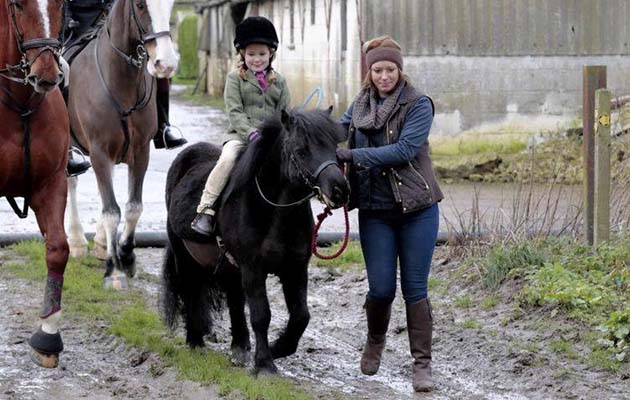 Four-year-old Chloe Ford out for her first time on her Shetland Storm with the Eastern Harriers