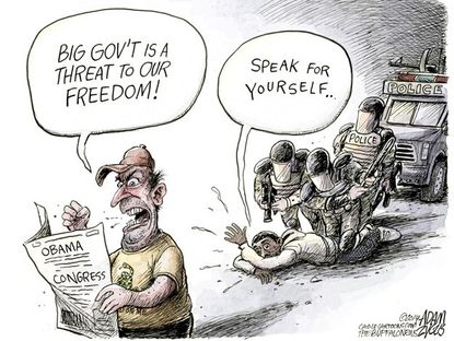 Editorial cartoon U.S. Ferguson Tea Party